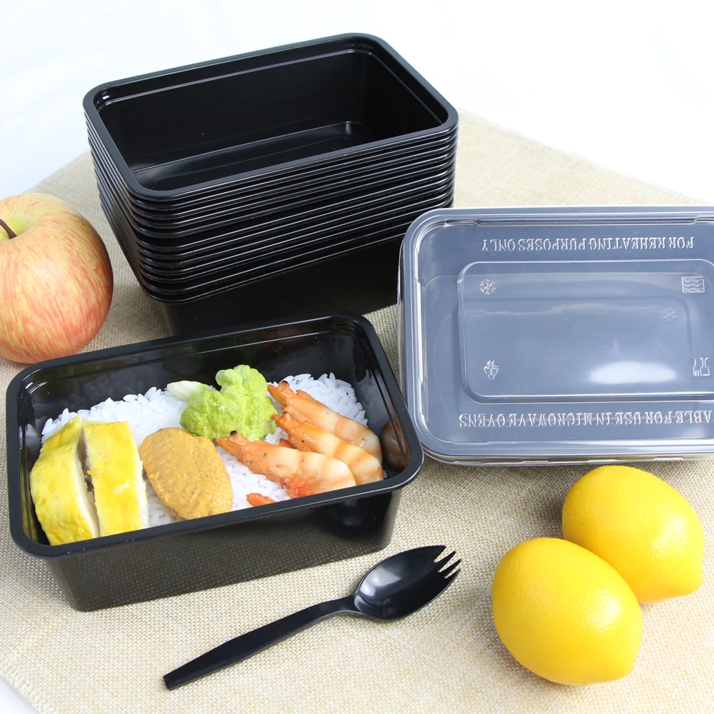 750ml Rectangular Frozen Safe Disposable Plastic PP Food Containers With Lid