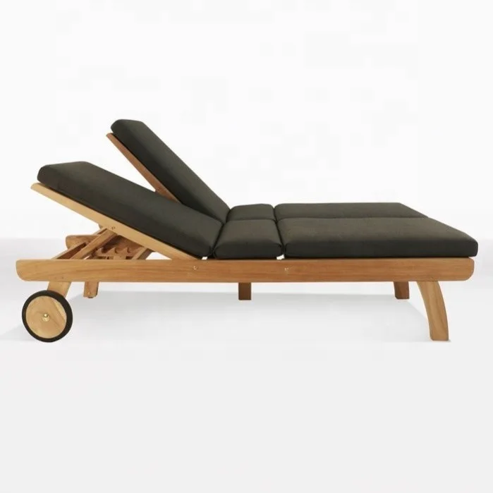 Outdoor fashionable style teak double beach lounger