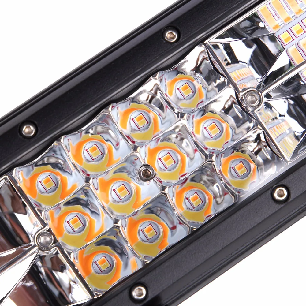 
12inch 180W Dual Color Amber White Led Strobe Waterproof Warning Light Bar 