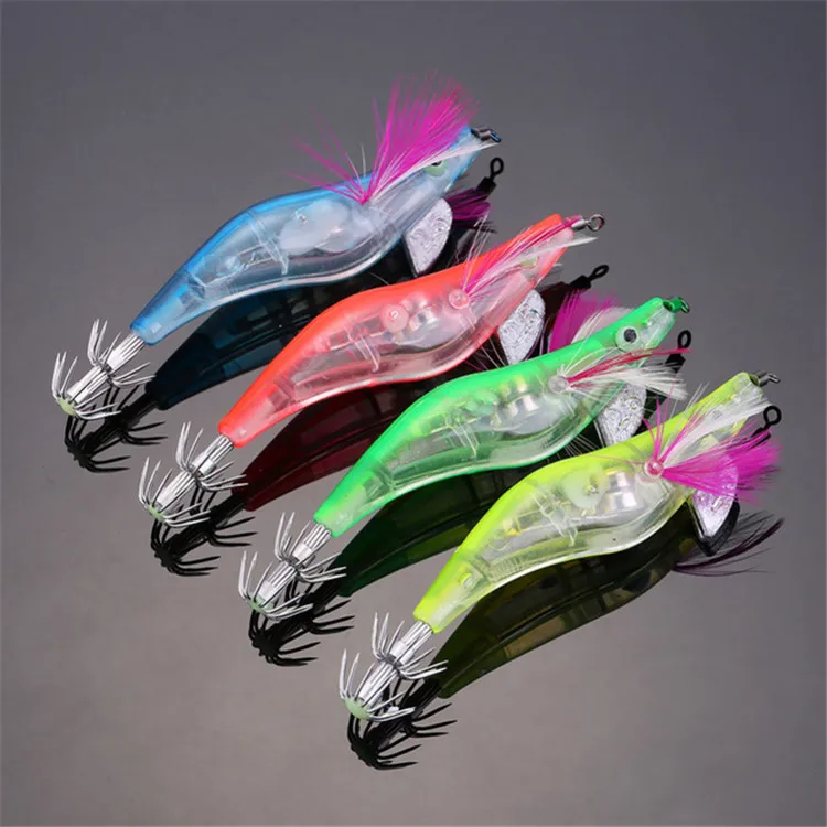 Electronic Luminous Shrimp Hook Squid Lure Night Fishing Baits Squid Jigs Hook