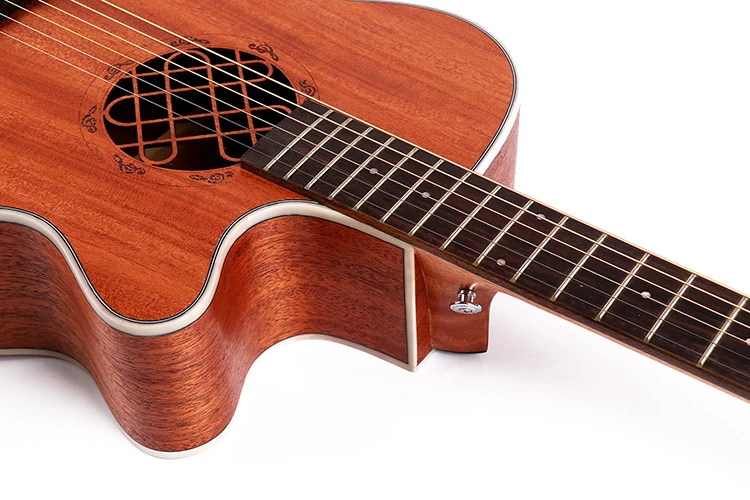 OEM музыкальный инструмент лучший производитель Гуандун гравировка звуковое отверстие розетка полугитара акустическая