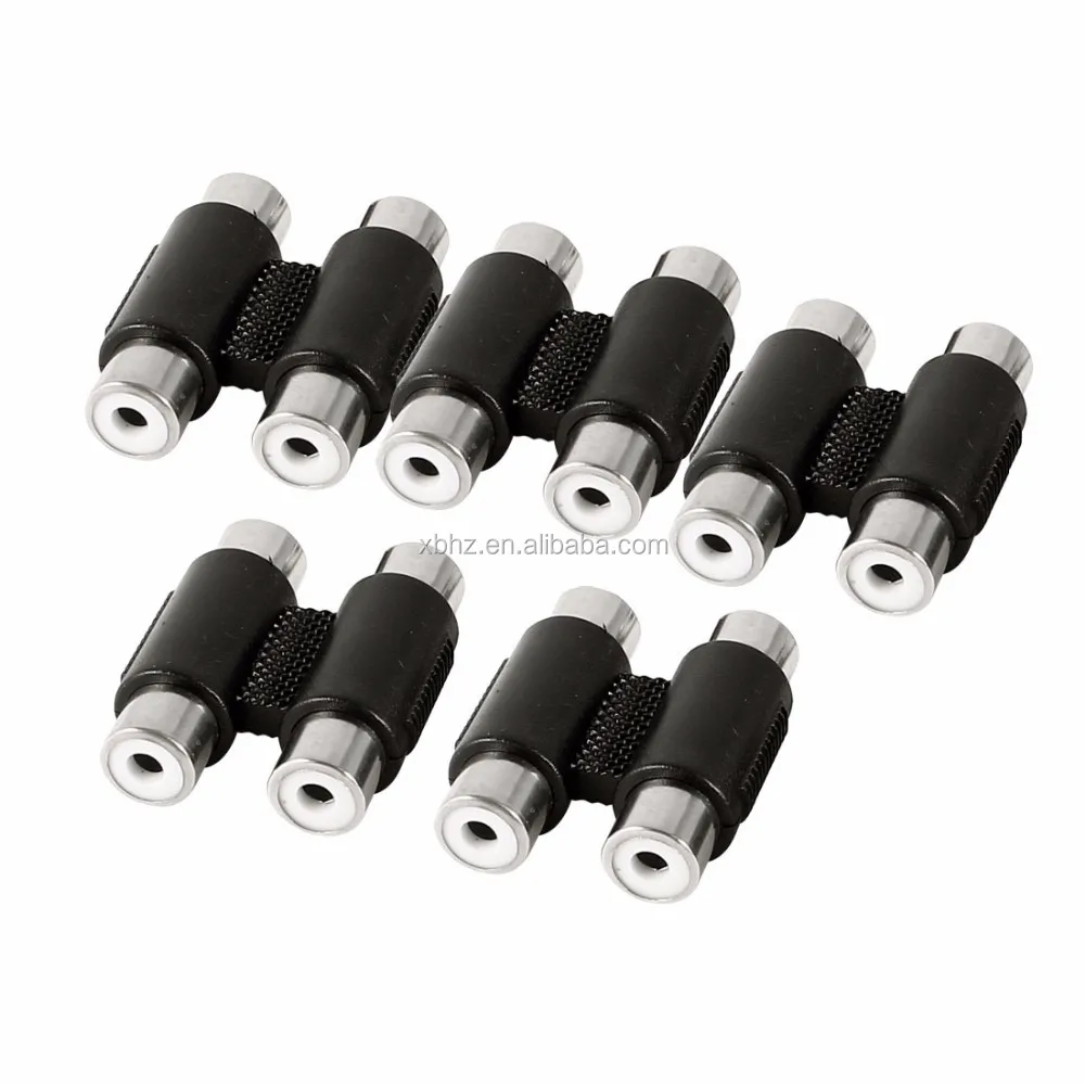 Black 2 RCA Female to 2 RCA Female Audio Video AV Adapter Connector