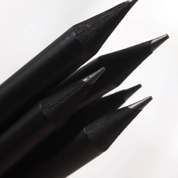 High Quality Art Drawing Triangular Shape Black Wooden HB Pencil with Eraser Topper