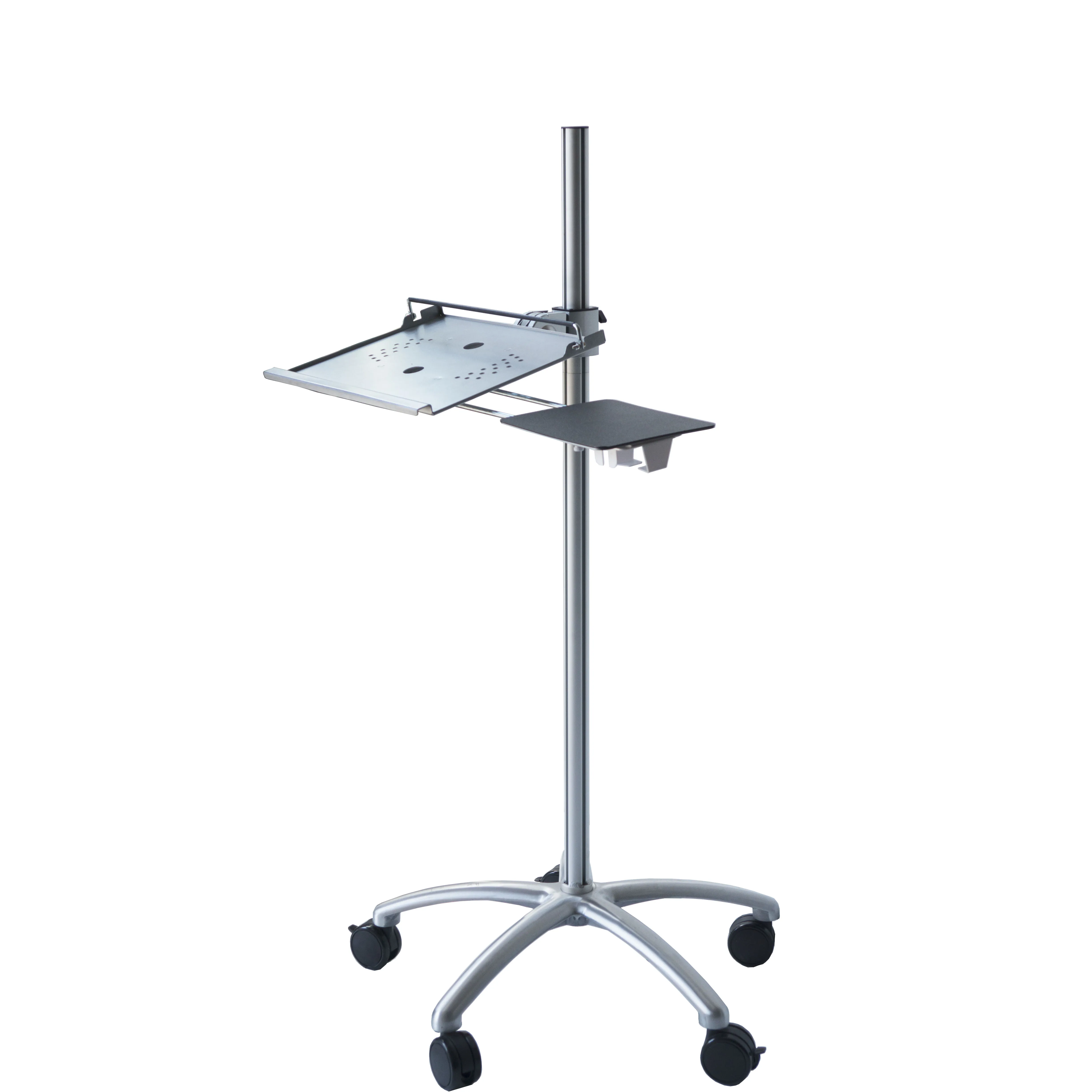 Adjustable height aluminum laptop stands with wheels