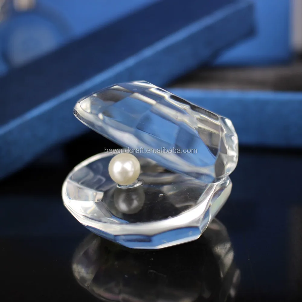 Mini Crystal Sea Shell With Pearl Inside Wedding Favors Gifts