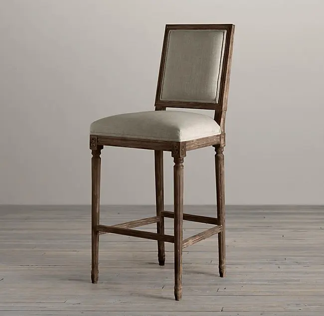 
wholesale Long legged solid wood antique bar stool with no arm dining chair armchair 