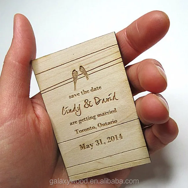 1.5 x 1.5 inch  Save the Date custom  engraved wooden Wedding Cards