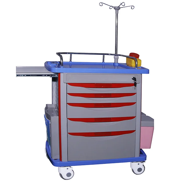 Ready To Ship YFS-001 Medical   Crash Cart Trolley With Drawers