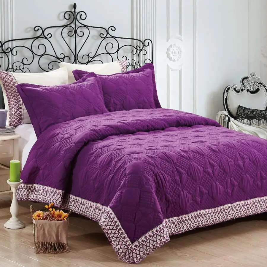 KOSMOS Bedding Polyester Lace Microfiber Bed Linen King Size Bedspread Turkish