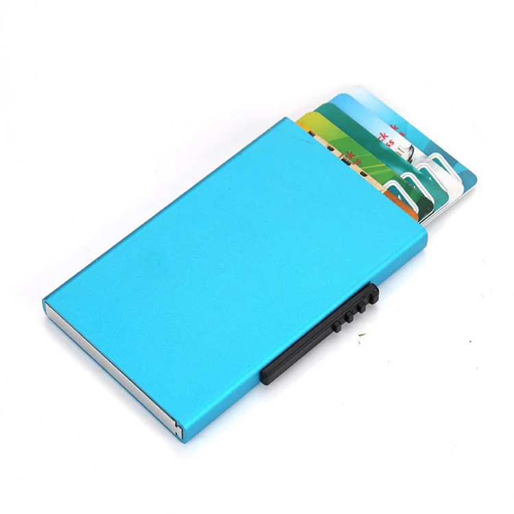 custom logo Wholesale automatic RFID Blocking Protection men aluminium metal credit card holder RFID cardholder