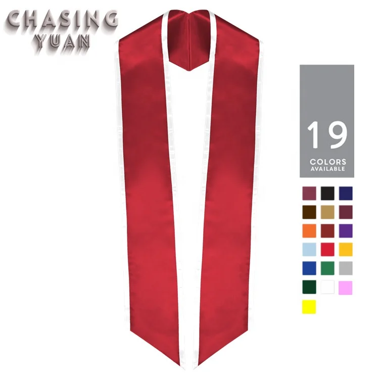 OEM factory Slant Bottom Red Satin Graduation Stoles/Sashes with White Trim