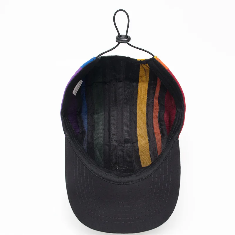 2021 New Style Unique Fashion Design 100% Cotton Multicolored Rainbow Hat Baseball Cap