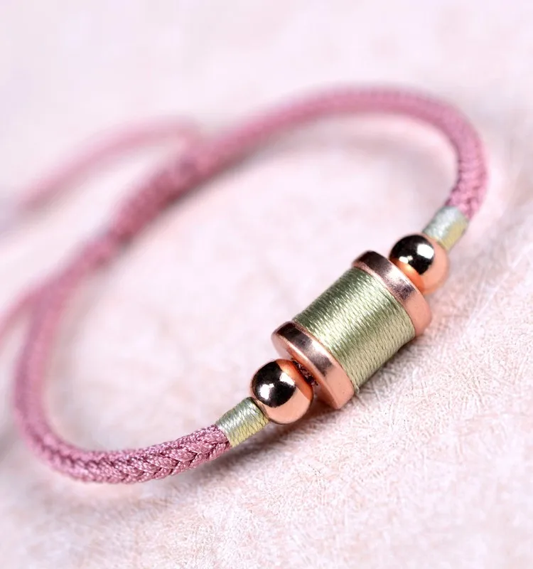 999 silver bracelet chain pink handmade rope bracelet for girls