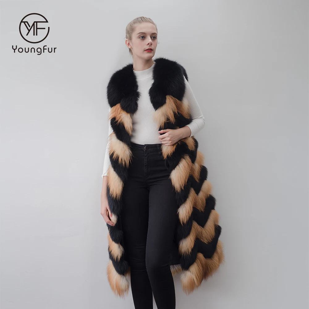 OEM Service winter long women warm red fox fur vest