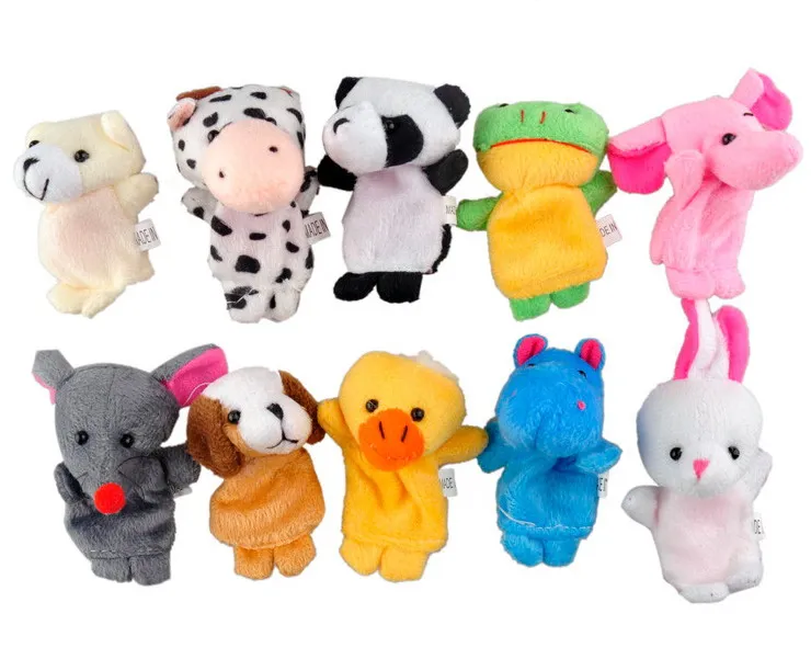
 Детские Мультяшные животные, плюшевые куклы на палец, набор ярких цветов, забавная и развивающая история, рассказывающая игрушка, подарок для младенцев и детей  