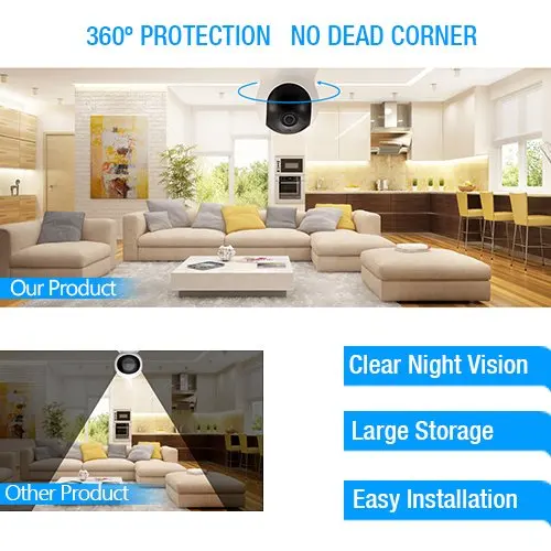
1080p HD Indoor Wireless Smart Home Camera with Night Vision, 2-Way Audio, Works with Alexa 