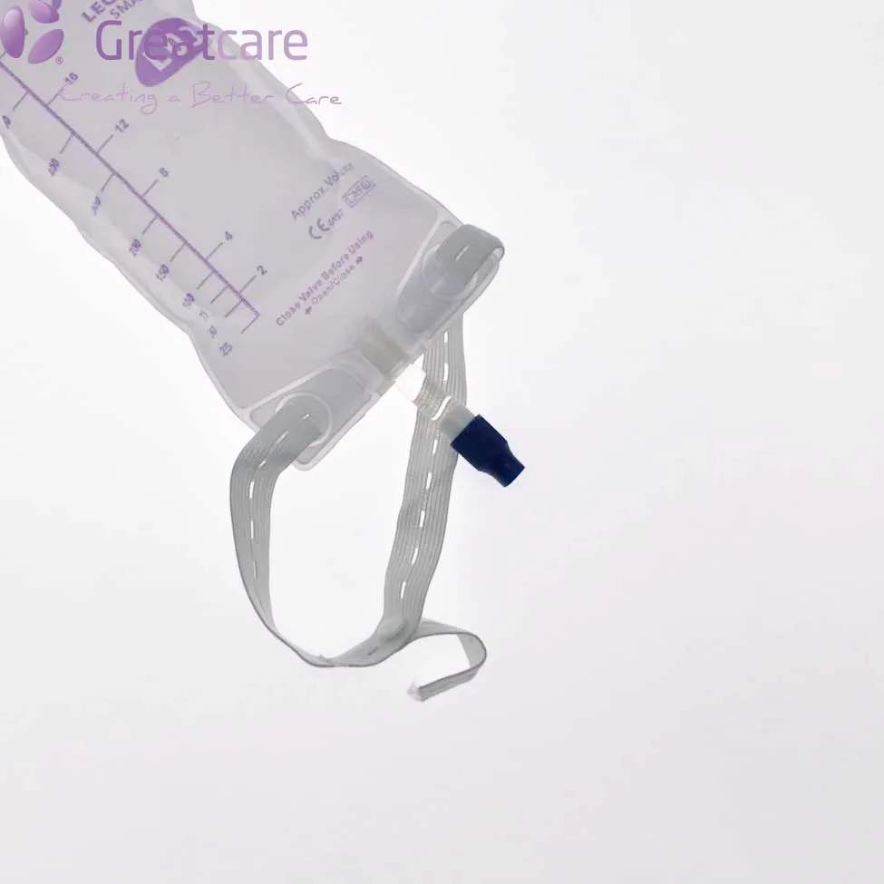 
Greatcare Medical Disposable 600ML urine leg bag square shape with pull-push valve L03 PVC with or without belts 
