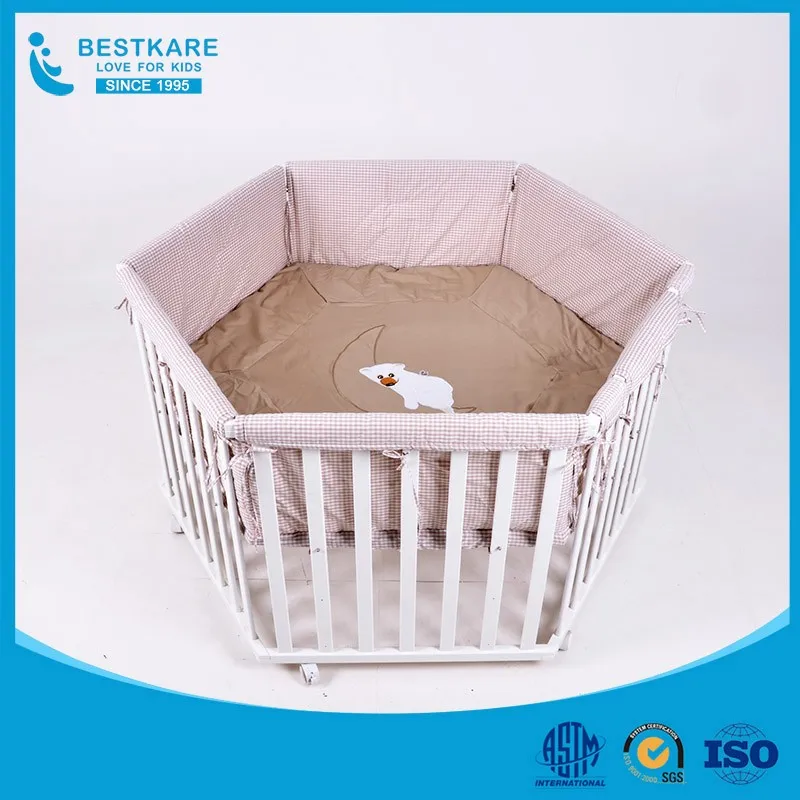 6 Panel Wooden bed guard fence Frame Kids Play Center Yard Indoor Baby Playpen