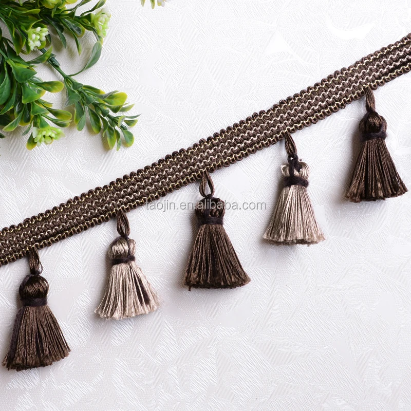 stock goods tassel and beaded fringe for curtain decoration