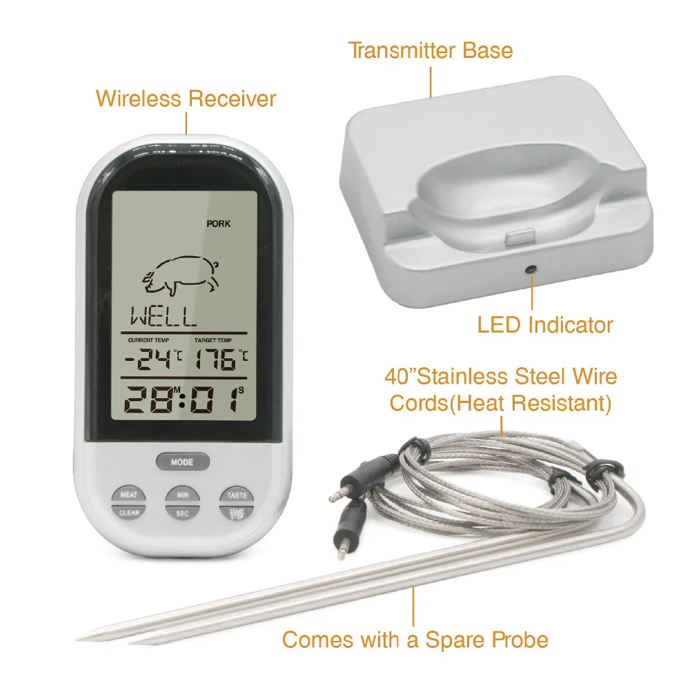 Amazon Hot Sale Wireless Instant Read Turkey Cooking Steak Thermometer Digital Meat Thermometers for BBQ and Oven