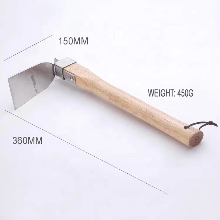 Stainless Steel Blade Cultivator Hand Tiller Tools Double Head Hoe with Wood Handle RLXCX04