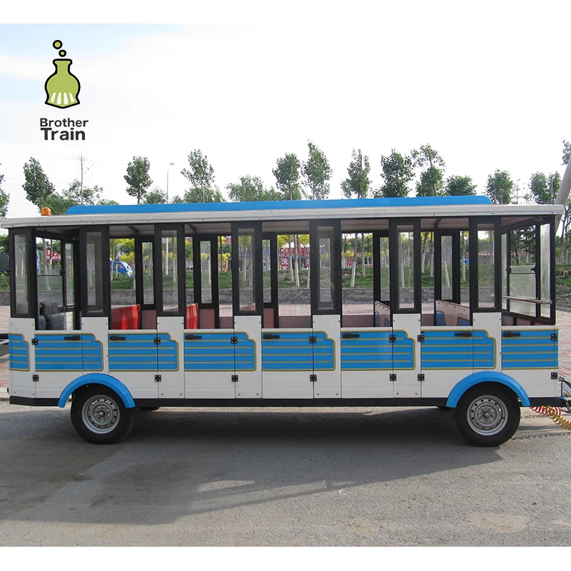 Half Closed FRP amusement park small electric trackless train locomotive