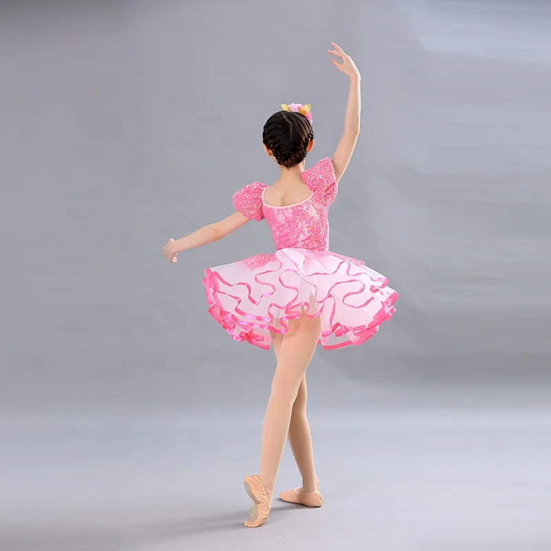NEW Design pink sparkling simple  children dress  girls ballet tutu skirt stage performance costume dance wear
