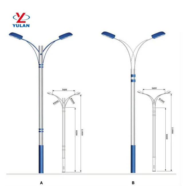 Q235 3m-35m street light pole foundation design high mast lighting