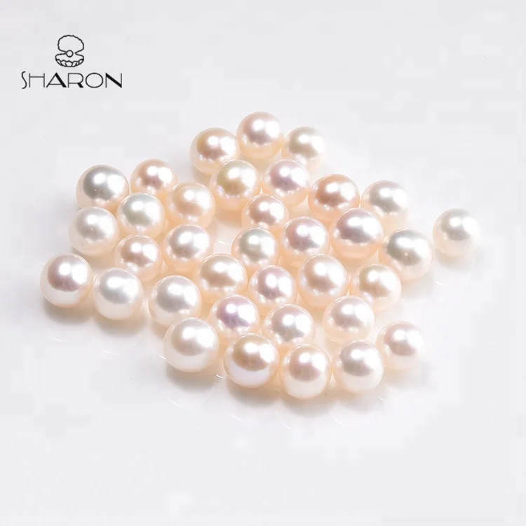 6.5-7mm Natural Cultured Freshwater White Round Loose Pearl Beads