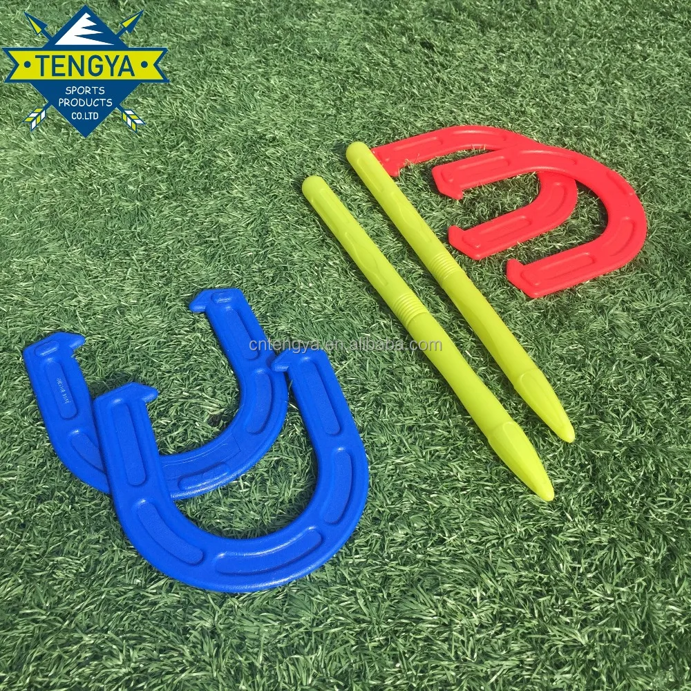 Outdoor Kids Plastic Horseshoes Yard Toss Game Set