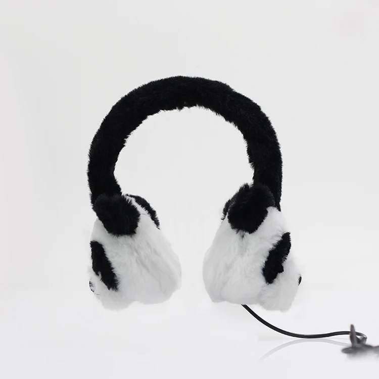 
С изображением милой панды коробка для мальчиков и девочек, детская зимняя теплая вязаная крючком/на открытом воздухе Wried наушники с микро 