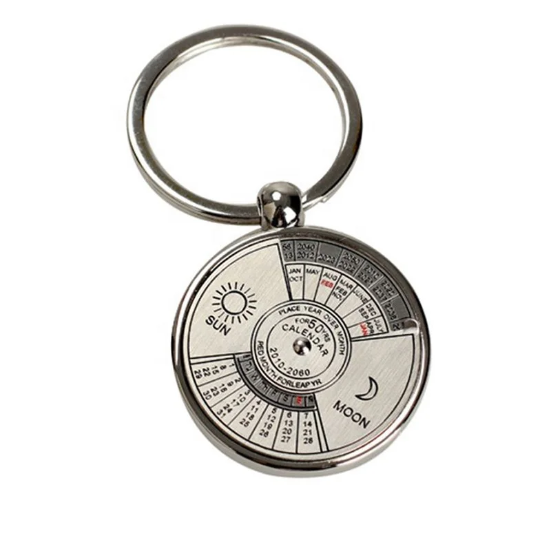 50 Years Super Perpetual Calendar Keychain Bag Key Ring Metal Key Chain Gifts 50-Year Calendar Keychain