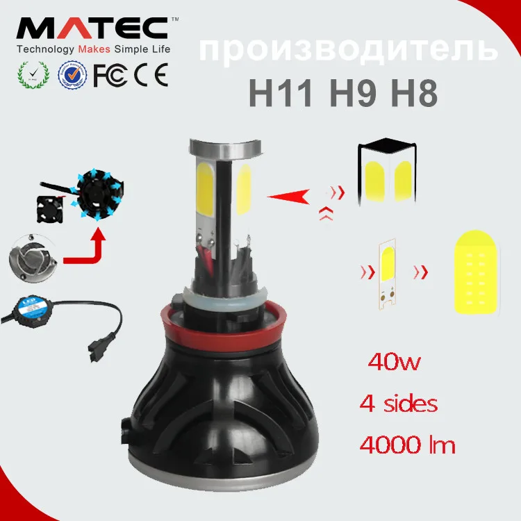 12v 40w 4000lm 6000k лучшие светодиодные лампы h11