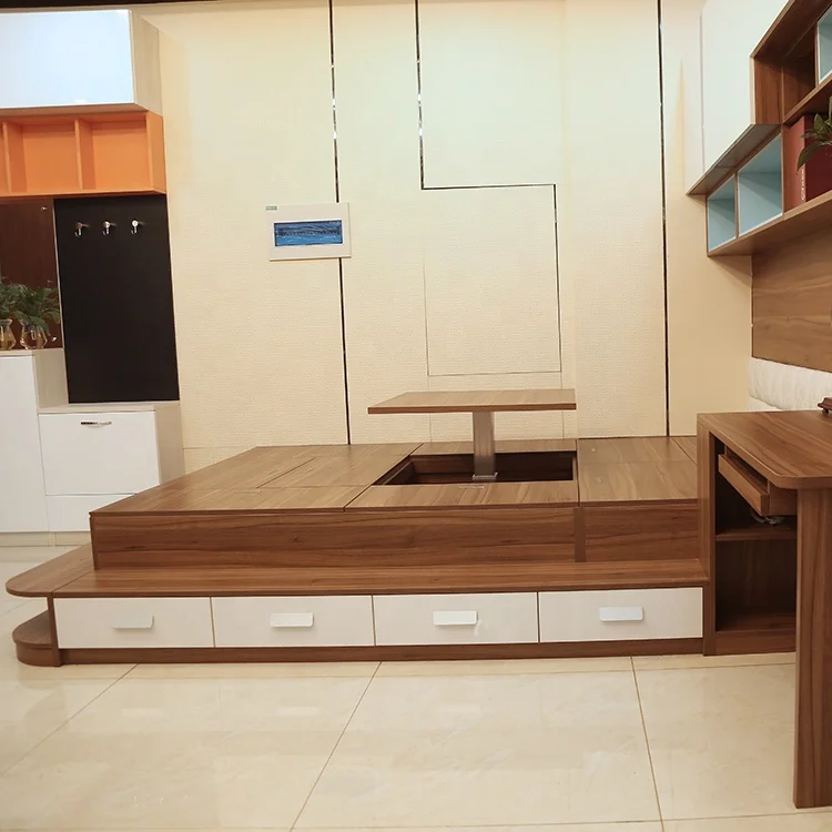 Factory directly supply double bedroom japanese tatami bed with simple design for sale