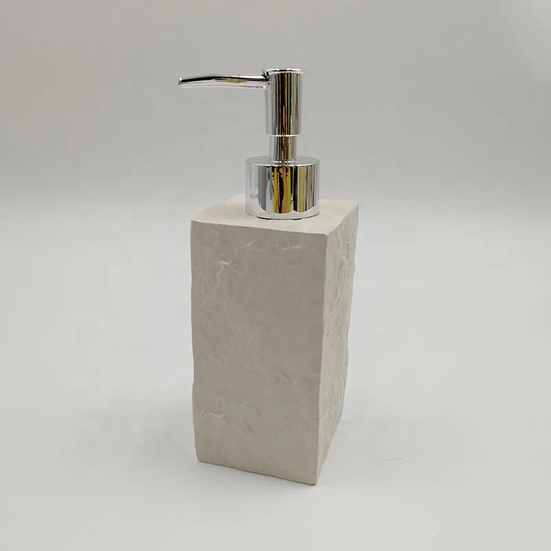 Lotion Dispenser Popular Square Stone Effect Bathroom Product Polyresin Hand Soap Dispenser Lotion Dispenser & Hotel Accessories