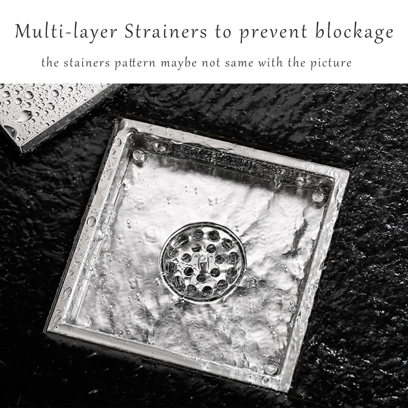 
Modern 100x100mm Bathroom Tile Insert Shower Floor Drain Washer Waste Square Removal Grate 