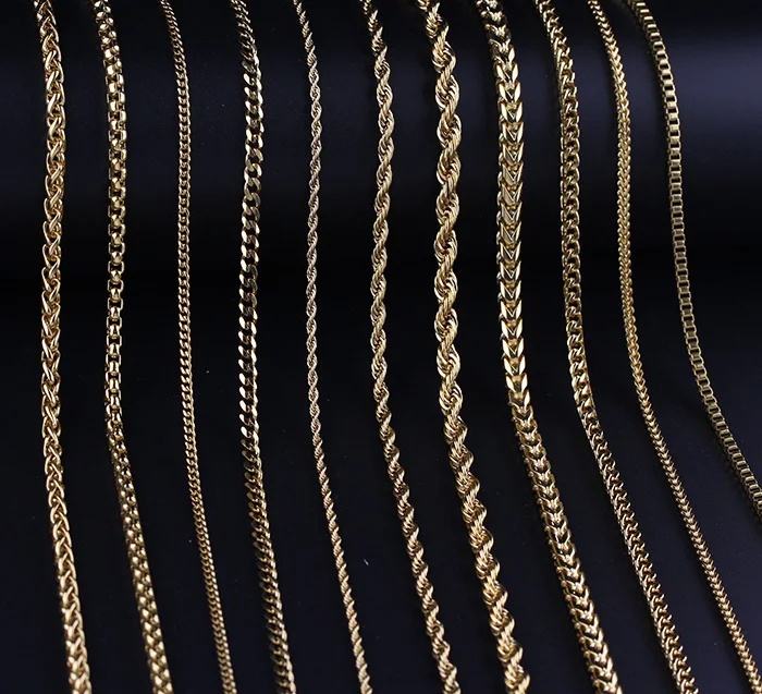 Wholesale Hip Hop Fashion Jewelry Slim Width Custom Logo Franco Chains Gold Rope Chain 14k