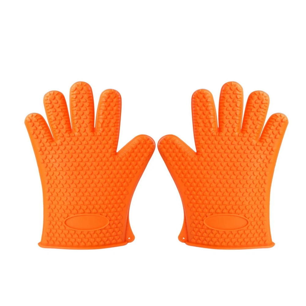 100% Food Grade Silicone Oven Mitt Set, BPA Free Adiabatic Silicone Grill Gloves