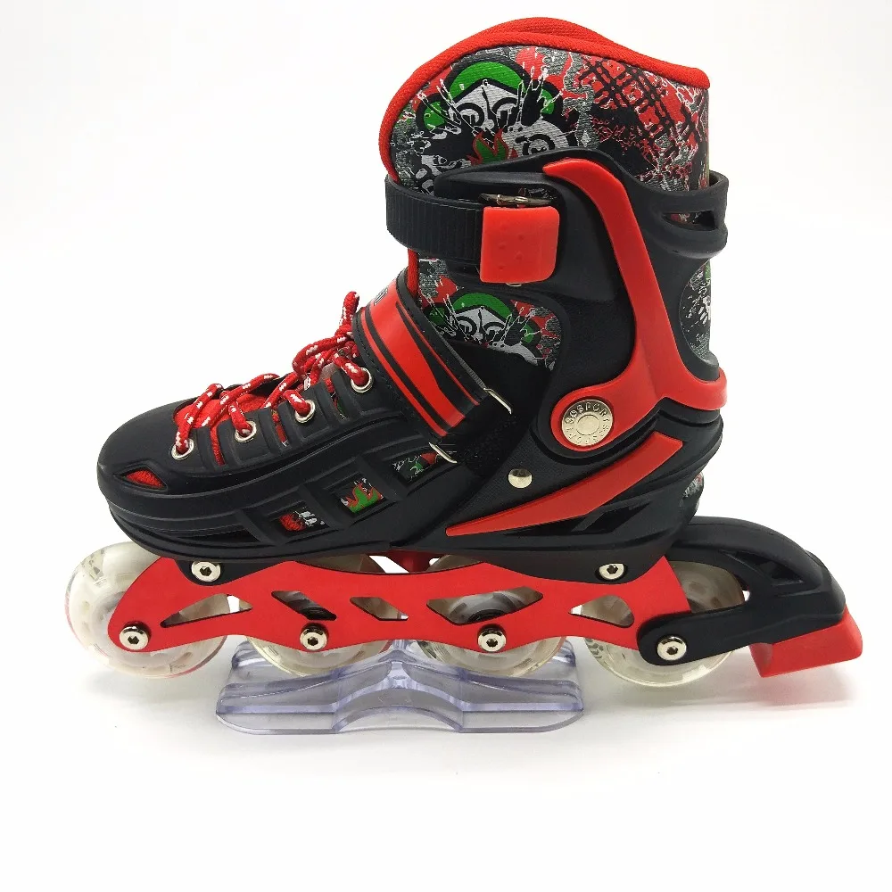 2022 hot sale straight pu wheel skates adjustable red blue pink inline skate shoes