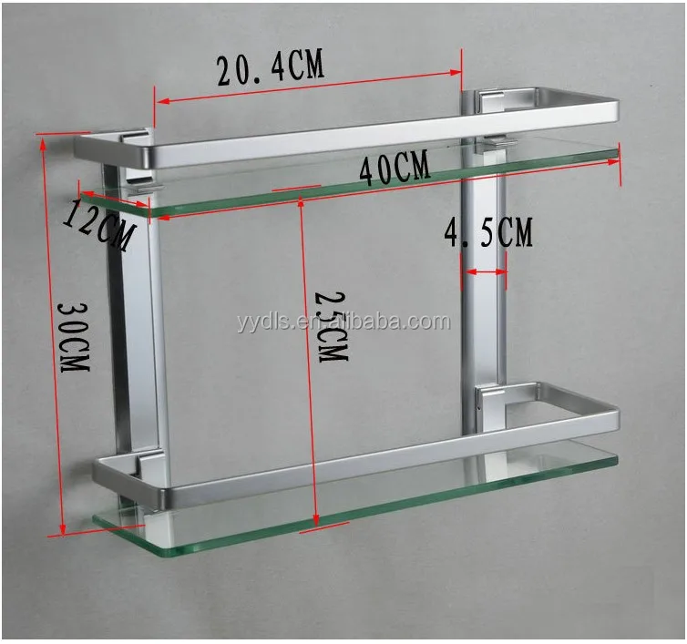 
2001B Aluminum guidea rail 2-tier glass shelf bathroom 