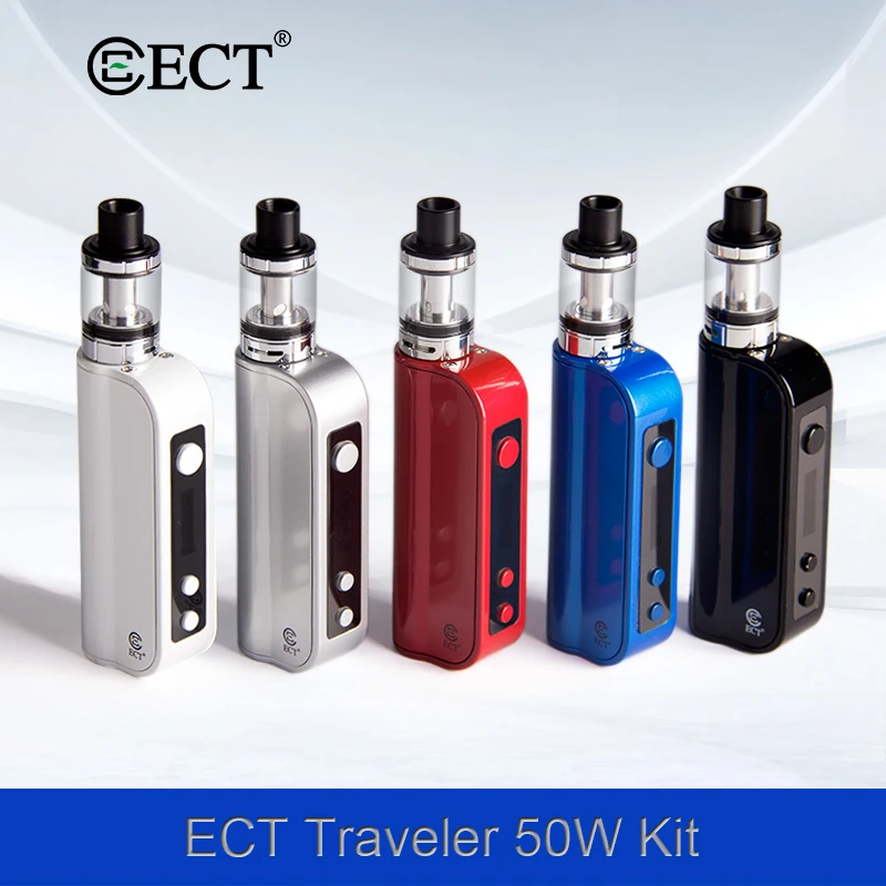 
New starter kit ECT traveller 50W vape e cigarette huge vapor 7-50W box mod vaporizer ecig kit 