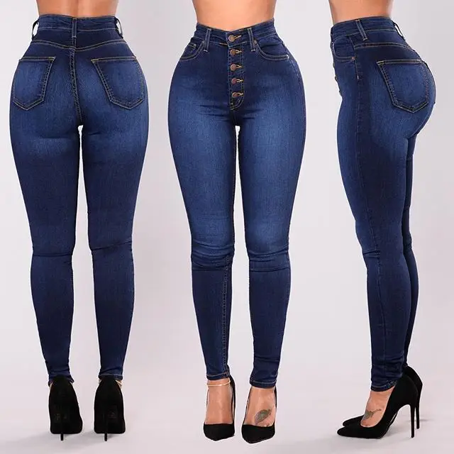 YX Fashion Large Size Slim High Waist Stretch Pants Jeans Pants For Women