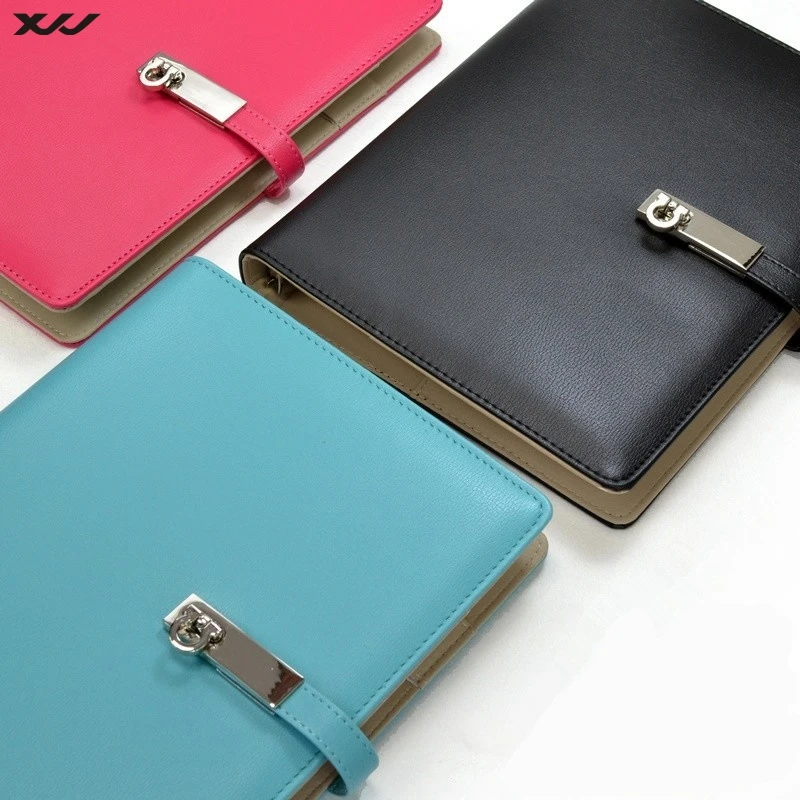 A6 cute diary  leather journal writing notebook 6 ring travel journal cute notebook with metal buckle pen hoop