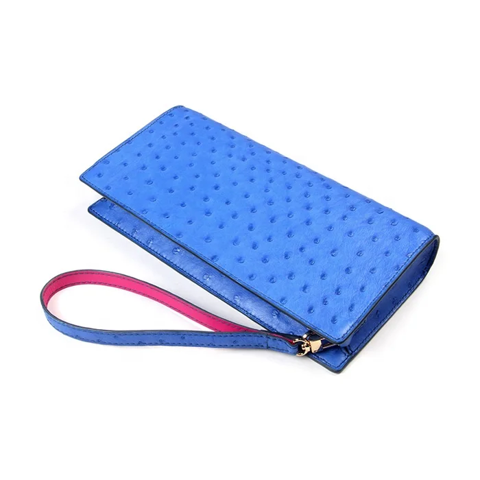 Wholesale designer fashion Ostrich Leather clutch bag for women, leather wallet