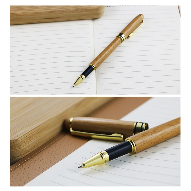 2019 New style good writing bamboo customized logo promotional  roller pen