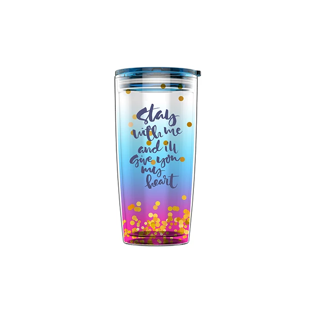 Custom Printed Lid Plastic Straw Acrylic Tumbler Double Wall