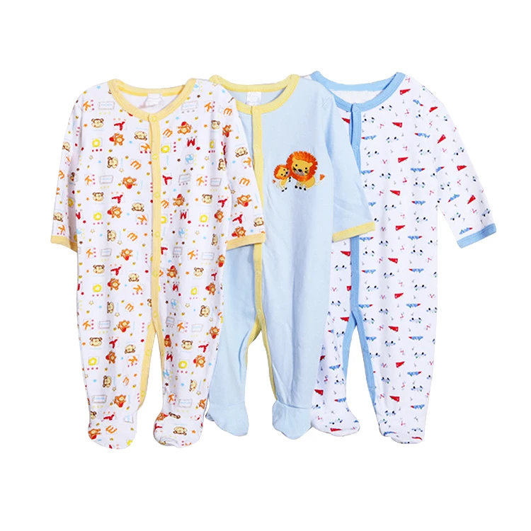 
Wholesale Cheap 3 Pack Cotton Baby Overalls Pyjamas Infant Footed Pajama Clothing Baby Romper Sleepsuits 