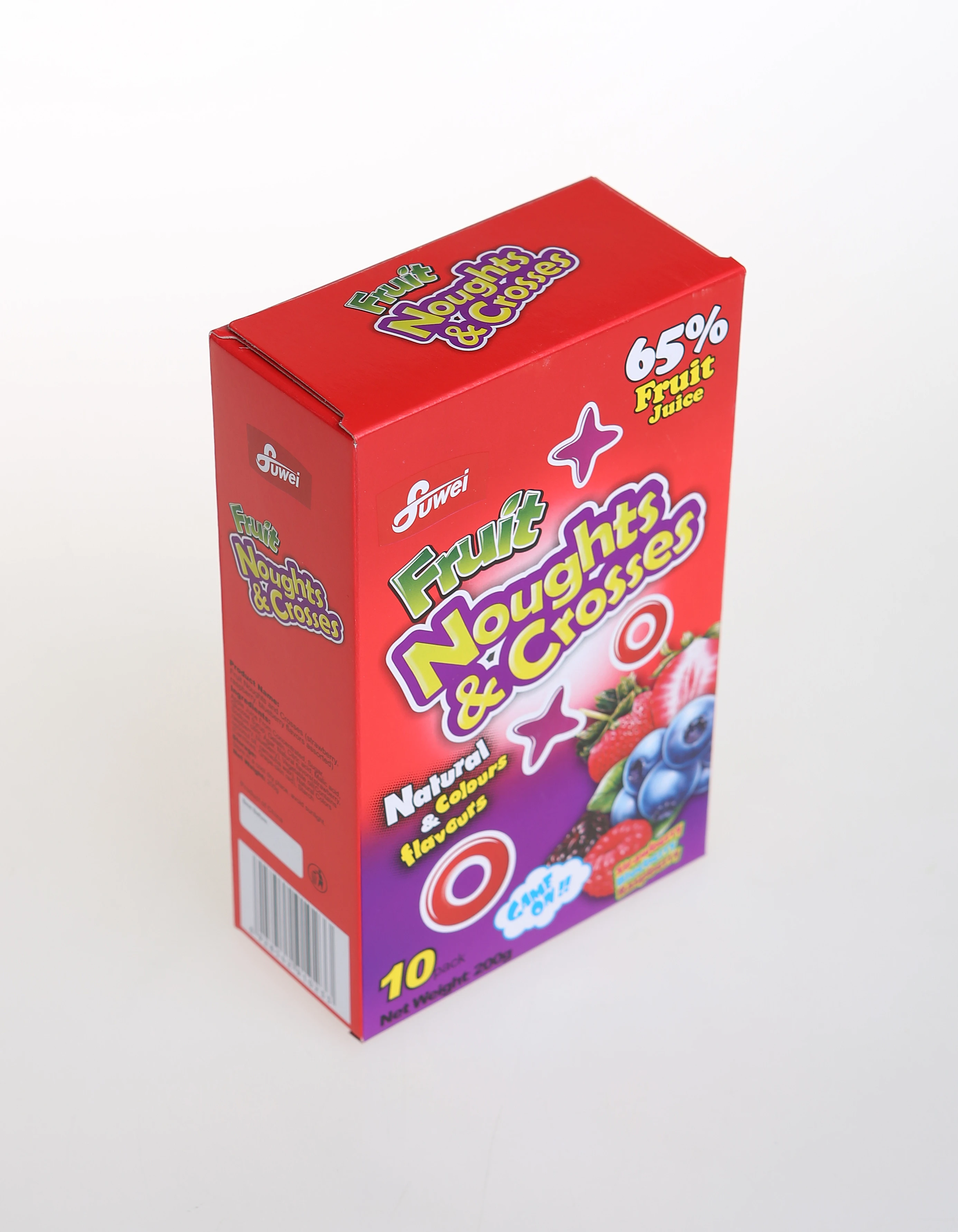 65% fruit juice nought and crosses shapes gummy soft jelly candy
