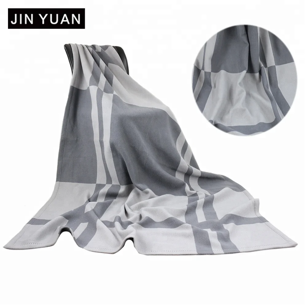 grey color 50% cashmere 50% wool throw blanket custom luxury fashion winter home bed wool blanket