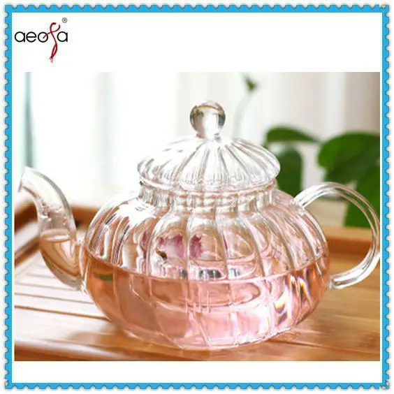 Aeofa High borosilicate heat-resistant glass teapot striped pumpkin teapot with strainer